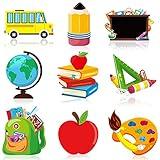 WATINC 45PCS Back To School Cut-Outs Decoration, School Bus for First Day of Classroom Theme Essentials Wall Decal Bulletin for Colorful Book Chalkboard Decor for Kids and Teacher Party Favor Supplies