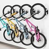 WiwiIron Swivel Bike Wall Rack, Vertical Bicycle Wall Mount for Garage, Indoor Bike Rack Hook, Hanging Bike Storage Garage, 4 Pack