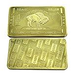 1 oz One Troy Ounce USA American Buffalo .999 Fine Brass Bullion Bar Ingot | Unique Metals