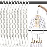 Space Saving Hangers, 10PCS Magic Hangers, 5 Holes Sturdy Plastic Hanger Clothes Organizer, Closet Organizers and Storage, Space Saver Hangers Organization, College Dorm Room Essentials (White)