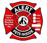 Pet Alert Stickers – Save My Pets in Case of Emergency Stickers – Inside The Window Static Cling Window Decals 4 Pack – UV Resistant Removable, NO Adhesive - Bonus: Pet Alert Wallet Card