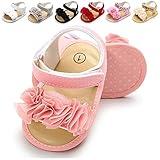LAFEGEN Infant Baby Girls Summer Sandals with Flower Soft Sole Newborn Toddler First Walker Crib Dress Shoes, 6-12 Months Infant,03 Pink