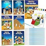 Watersay 24 Pcs Christmas Paint with Water Coloring Books Set with 24 Pcs Paintbrush Christmas Watercolor Coloring Books Nativity Coloring Books for Xmas Holiday Gifts(Nativity)