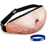 Funny Gifts White Elephant Gifts, Wisedom Gag Gifts Dad Bag Fanny Pack & 3D Beer Belly Waist Pack Waterproof For Women Men Christmas Stocking Stuffers for Men (Thin Hair)