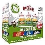 Boulder Canyon Avocado Oil Kettle Style Potato Chips Variety Pack, 18 Count - Gluten-Free, Non-GMO, Hickory Barbecue, Classic Sea Salt, Sea Salt & Cracked Pepper (1 oz Bags)