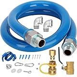 1675kit48 Safety System Kit, Commercial 48" Gas Hose Connector Kit with 3/4" Quick Disconnect, Gas Hose for Kitchen Equipment Commercial Standard Gas Connector, Full Port Valve, Restraining Devices