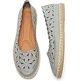 HEAWISH Women’s Ballet Flat Daisy Round Toe Dress Shoes Casual Slip On Rope Loafer(Grey, US9)