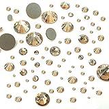 CRYSTAL GOLDEN SHADOW (001 GSHA) 144 pcs 2058/2088 SWAROVSKI Flatbacks rhinestones nail art mixed with Sizes ss5, ss7, ss9, ss12, ss16, ss20, ss30