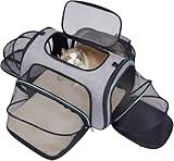 Siivton 4 Way Expandable Pet Carrier, Airline Approved Collapsible Cat Soft-Sided Carriers W/Removable Fleece Pad for Cats, Puppy, Small Dogs (18"x 11"x 11")