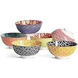 Metahom Dessert Bowls, Small Colorful Bowls 10 Oz, Ceramic Bowl Set for Ice Cream, Decorative Bowls for Snack Soup Condiments, Side Dishes, Set of 6