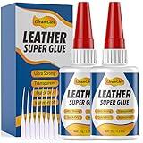 Super Glue for Leather – Clear, Waterproof Adhesive for Leather Repair on Shoes, Sofas, Furniture, Car Seats, Bags & More – Ultra Strong, Fast-Drying Glue for Purses & Upholstery 35g x 2Pack