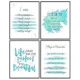 Light Blue Inspiring Positive Affirmations Quotes Wall Decor - Inspirational Art Posters 8x10 - Encouraging Self Improvement Motivational Sayings - Uplifting Encouragement Gifts for Empowered Women