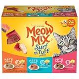 Meow Mix Paté in Gravy Wet Cat Food Variety Pack, Surf n’ Turf Patés 2.75 Ounce (Pack of 24)