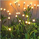 TONULAX Solar Garden Lights - New Upgraded Solar Swaying Light, Sway by Wind, Solar Outdoor Lights, Yard Patio Pathway Decoration, High Flexibility Iron Wire & Heavy Bulb Base, Warm White(2 Pack)