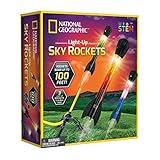 NATIONAL GEOGRAPHIC Air Rocket Toy – Ultimate LED Rocket Launcher for Kids, Jump and Launch The Light Up, Air Powered, Foam Tipped Rockets up to 100 Feet