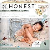 The Honest Company Clean Conscious Diapers | Plant-Based, Sustainable | Fall '24 Limited Edition Prints | Club Box, Size 5 (27+ lbs), 44 Count