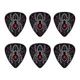 Black Spider on Web Novelty Guitar Picks Medium Gauge - Set of 6