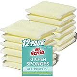 Mr. Scrub All-Purpose Sponges, Non Scratch, for Washing and Cleaning Dishes, Premium Scrub and Scrubbers, 12 Pads, Ideal for Kitchen, Bathroom