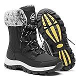 EARLDE Women’s Snow Boot With Waterproof Lace Up Mid-Calf Outdoor Winter Deep Tread Rubber Sole