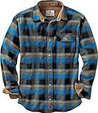 Legendary Whitetails Men's Standard Buck Camp Flannel, Long Sleeve Plaid Button Down Casual Shirt, Corduroy Cuffs, Cobalt, Large