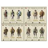 Wallbuddy USA Army Soldiers Posters | Evolution of American Soldiers Wall Art Set of 4 | Unframed Military Uniform History Poster | Military Poster Patriotic Decor | Gifts for History Buffs (16X12)