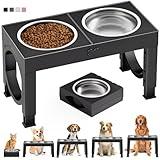 Elevated Dog Bowls Large Breed XiaZ Raised Dog Bowl Stands Large Medium Sized Dog 1.2L Large Elevated Dog Food Water Bowl Stand Set Black Raised Pet Feeder Adjustable Dog Dish Station 9/11/12/14in