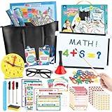 Pretend Play Teacher Set for Kids with Numbers, Bell, Whiteboard, Learning Clock Over 40 Pieces Included, Pretend Set Toys Gift for Kids Age 5 6 7 8