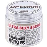 Handmade Heroes 100% Natural Lip Scrub, Vegan Conditioning Coconut Exfoliator - Gentle Exfoliant, Sugar Polish and Scrubber for Chapped Dry Lips, 1oz (Coconut Sorbet)