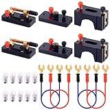 Keadic 20Pcs Physics Electronic Science Experiment Kit Includes Single Pole Single Throw Switches, Circuit Wire, D Battery Holder, DIY Practice Circuit Experiment Parallel Series Circuit for School