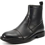 Men's Black Leather Side Zipper Slip On High Top Chelsea Dress Boots Fashion Original Design Cap Toe Ankle Boot for Men Formal Business Work Shoe Size 11