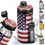 MAXSO Sealed Can Cooler Fizz Lid Can Cover for 12 oz Regular, Slim Skinny Cans & As Thermal Bottle, 4-in-1 Insulated Vacuum Stainless Steel Carbonated Cold Drink Holder - Stars