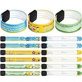 Blosssound 12 Pcs Kids ID Bracelets Safety ID Wristband Reusable Identification Bracelets Child Waterproof ID Band Adjustable Anti Lost Wristband for Boys and Girls Travel Outdoor Activities