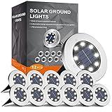 INCX Solar Lights for Outside,12 Pack Solar Lights Outdoor Waterproof, Solar Garden Lights Landscape Lighting for Patio Pathway Lawn Yard Deck Driveway Walkway, Cold White