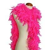 65g 72" Turkey Chandelle Feather Boas, Over 80 Colors & Patterns to Pick Up (Hot Pink w/Lurex Tinsel)