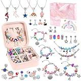 ELLENER Charm Jewelry Making Kit,Bracelet Making Kit for Girls 8-12,Ready to Gift,Fun and Easy to Make,68 Pcs Cute Sparkling That Inspires Creativity and Self-Expression