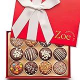 CRAVINGS BY ZOE Gourmet Chocolate Covered Cookies Gift Basket | 12 Piece | Kosher Milk & Dark Belgian Chocolate Food Gift Box | Birthday, Christmas, Holiday, Thank You Gifting Men Women Mom Dad Family