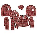 YOUNGER TREE Family Christmas Pjs Matching Sets Letter Top Plaid Pants Loungewear Xmas Jammies Family Holiday Pajamas Outfit (Kids Boy 1-2T, Red Plaid Santa)