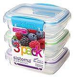 Sistema KLIP IT Accents Collection Food Storage Containers, 6.7 oz./0.2 L, Color Received May Vary, 3 Count