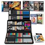 KALOUR 154PCS Art Supplies - Sketching & Drawing Kit with Sketchbook,Tutorial Book,Coloring Paper - Graphite,Colored, Charcoal, Watercolor & Metallic Pencils - Drawing Tools for Artists and Beginners