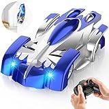 Yucmed Wall Climbing Remote Control Car, 360° Rotating Dual Mode RC Stunt Car, Toys for 3 Year and up Old Boy, Rechargeable Toy Car with Headlight, Christmas Birthday Gifts-Blue