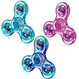 FIGROL 3 Pack Led Light Fidget Spinners, Christmas Crystal Finger Toy Gift for Children, Stress Reduction and Anxiety Relief Hand Spinners