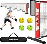 BAGAIL Portable Pickleball Net Set, 22 FT Regulation Size Pickle Ball Net with Ball Collector, Carry Bag, Easy Setup for Outdoor Indoor Driveway - Red