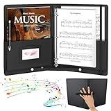 YOTINO Sheet Music Folder, 3 Ring Choral Muisc Folder,13"x10.2" PU Leather Music Binder Black with Elastic Band and Handle Fits Letter Size 8.5 x 11 inch