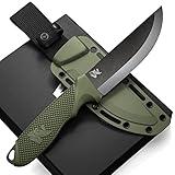 ODENWOLF W-SCANDI Full Tang Survival Knife with Sheath - Stylish Tactical Fixed Blade Knife - Made of D2 Steel - Bushcraft and Camping Knife Survival - Perfect EDC Hunting Knife with TPE Handle