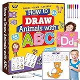 Elite Panda Preschool Learning Activities How to Draw with Alphabet, Letters Tracing Book for Kids Ages 3-5 Toddler Educational Game Coloring Kit Art Craft Supplies Toy Gifts Boy Girl 4-6 Years Old