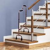 Height & Width Adjustable Stair Climbing Assist Cane for Elderly, Aluminum Light Weight Senior Walker for Climbing Stairs, Sturdy,Fit Most Indoors/Outdoors, Supports Up to 300Lbs