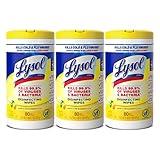 Lysol Disinfectant Wipes, Multi-Surface Antibacterial Cleaning Wipes, For Disinfecting and Cleaning, Lemon and Lime Blossom, 80 Count (Pack of 3)