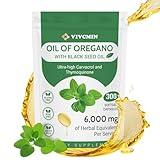 vivcmin Oil of Oregano Capsules - Oregano Oil with Black Seed Oil, Contain Carvacrol & Thymoquinone, Herbal Supplement for Immune, Digestive and Antioxidant Support, 300 Softgels - 150 Days Supply