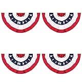 American Pleated Fan Flag,3 X1.5 Ft USA Patriotic Flag Bunting Half Fan Banner Decoration Indoor/Outdoor (4pcs)