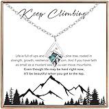 Inspirational Gifts for Women Mountain Necklace Pine Tree Necklace Mustard Seed Necklace Jewelry Gifts for Hikers, Campers, Climbers and Nature Lovers (Silver Mountain Necklace)